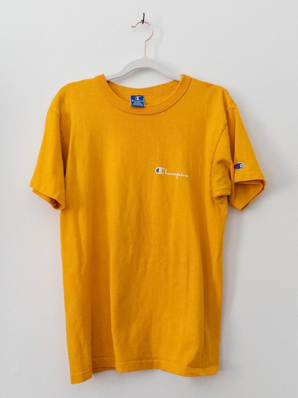 Champion Unisex Vintage Heavyweight Cotton T-Shirt Yellow - Size Medium
